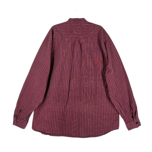 Vtg Wah Maker Frontier Shirt Men L Maroon White Striped Western Cosplay USA Made - Picture 12 of 12